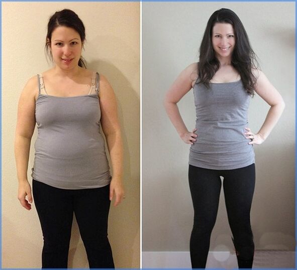 Girl before and after following an effective smoothie diet